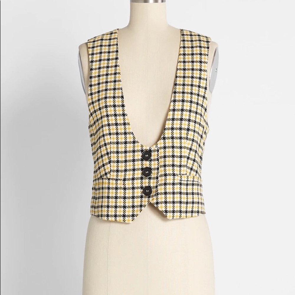 Modcloth Suit Yourself Houndstooth Plaid Vest